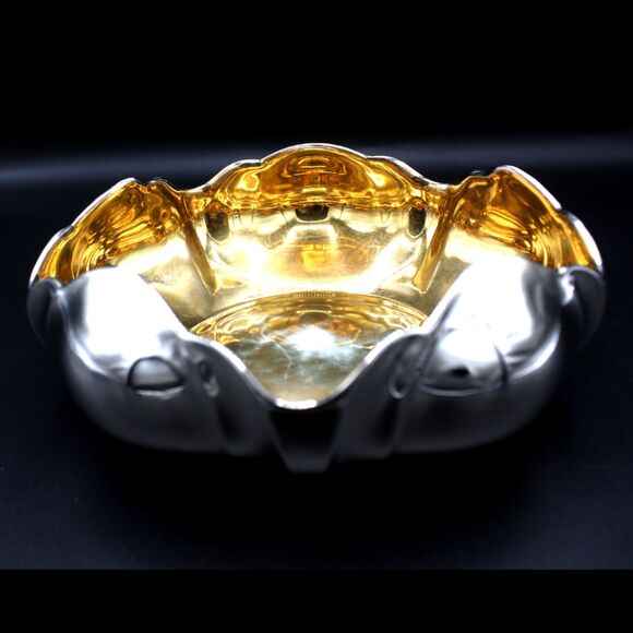 Antique Sterling Silver Candy Dish | Art Deco Style Hand Painted Trinket Bowl - Picture 4 of 7